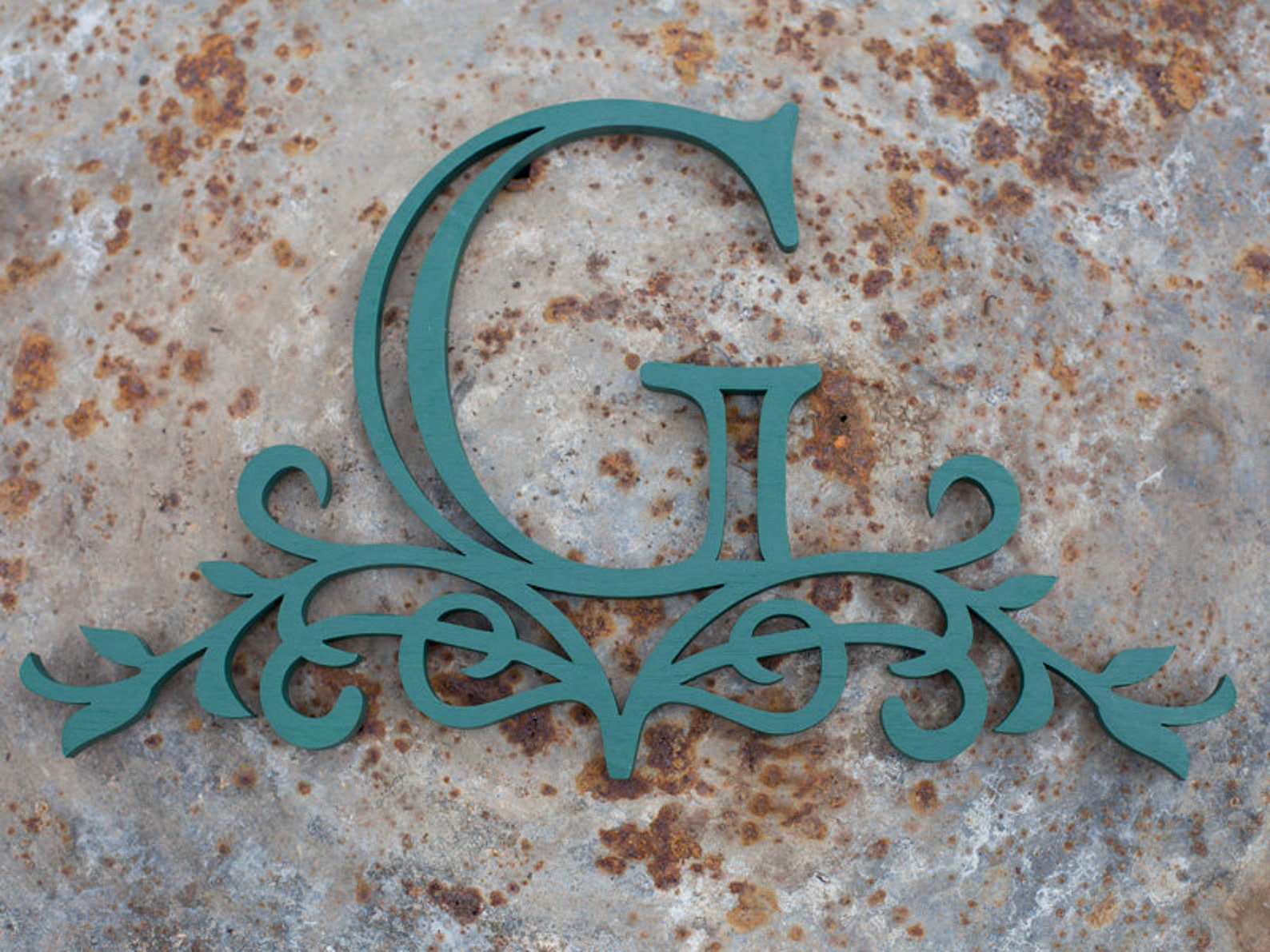 Painted Laurel Monogram Letter Colorful Elegant Monogram for - Etsy