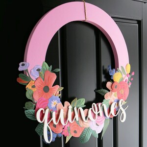 DIY wreath craft with unfinished wooden ring shape for making a wreath, circle frame, or other craft projects