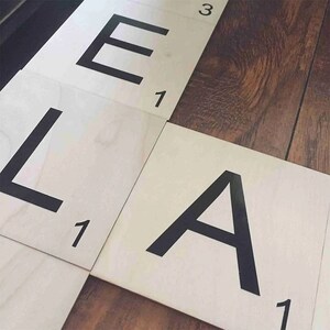 thumbnail image 2 of Handmade Personalized Scrabble Wall Tiles – Custom Wooden Name Sign (Multicolor) 2 of 2