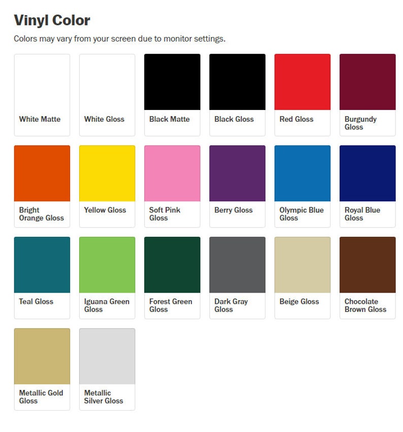 vinyl color options
