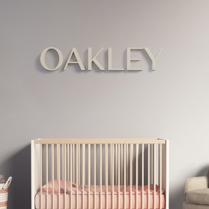 Custom Nursery Name Sign with Simple Modern Wood Letters | Personalized Nursery or Kid&#39;s Room Décor | Large Wood Letter Name Sign