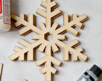 Wood Fair Isle Snowflake Craft Shape  |  Snowflake Cutout | Custom Size Snowflake | DIY Winter Décor | Wood Snowflake Shape