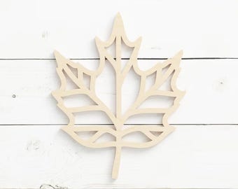 Maple Leaf Cutout Wood Craft Shape in Various Sizes | Unfinished Wood Craft Shape | DIY | School Decor |  2" to 20" available