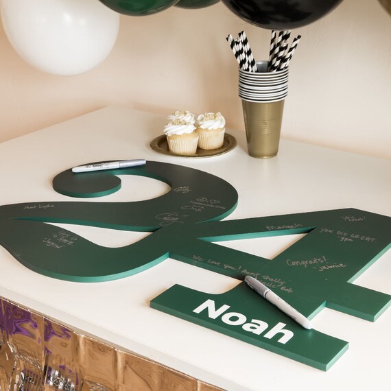Personalized Graduation Guest Book: Wooden Number Sign, Custom Name