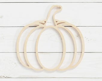 Pumpkin Wood Cutout Frame Craft Shape in Various Sizes | Unfinished Wood Craft Shape | Fall DIY Decor |  2" to 20" available