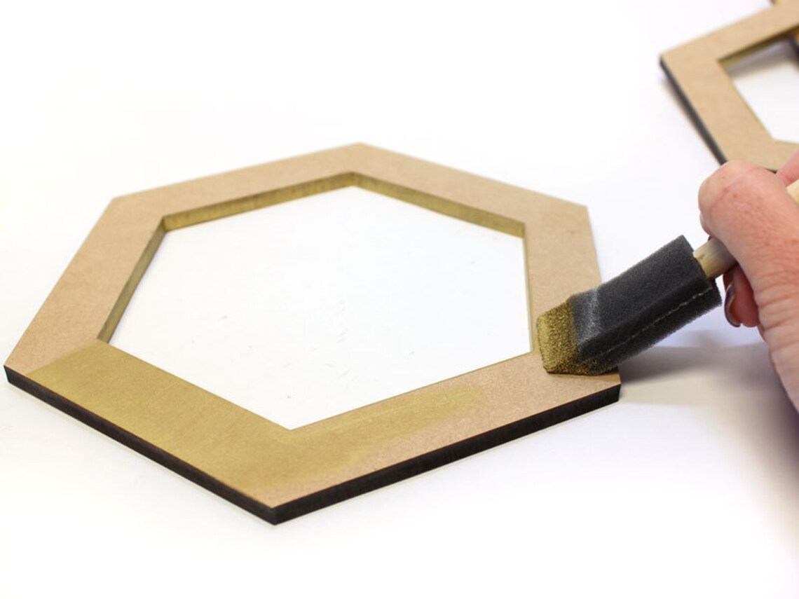 1/8 Thick Unfinished Wood Hexagon Frame Shape in Various Etsy