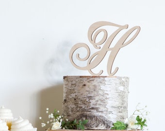 Wood Monogram Wedding Cake Topper: Rustic DIY Decor