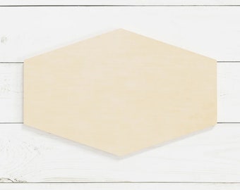 Elongated Hexagon Wood Craft Shape: Unfinished Baltic Birch