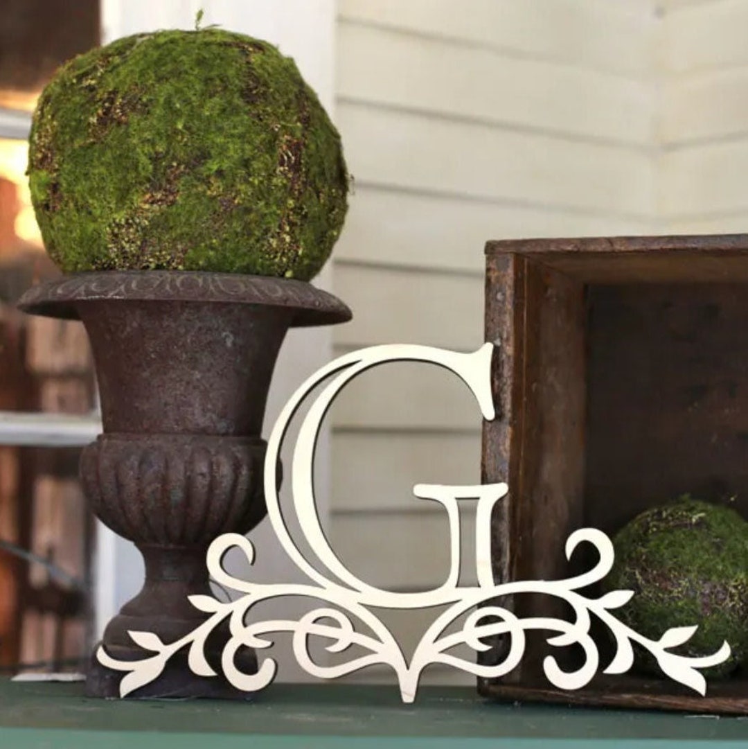 Painted Laurel Monogram Letter Colorful Elegant Monogram for Wedding