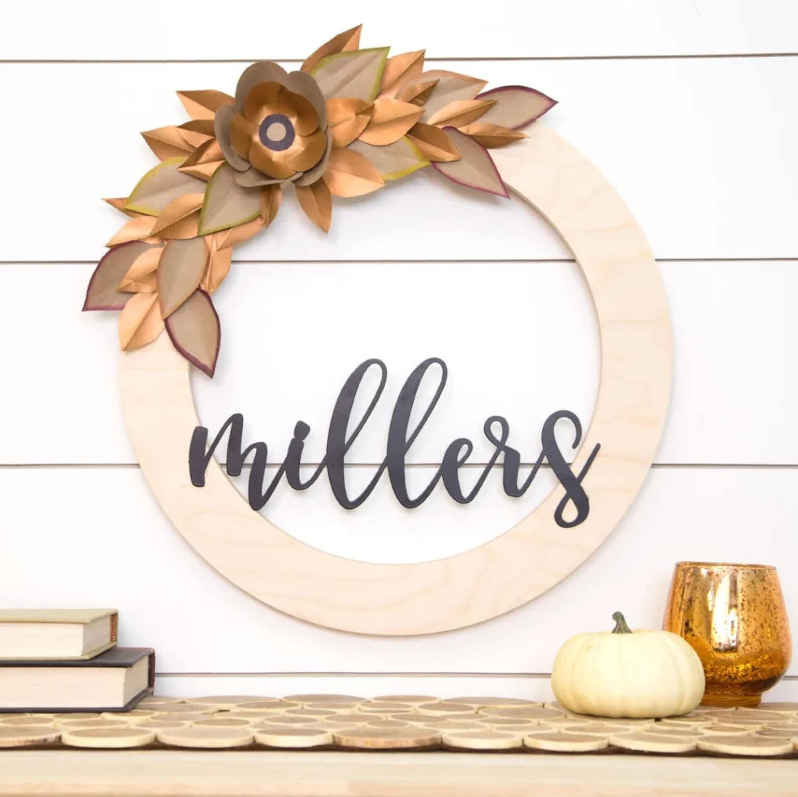 Script Metal Words Painted Cursive Metal Letters Wreath Etsy