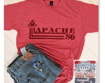 Apache Vintage Style T Shirt Heather Red, S - 2XL