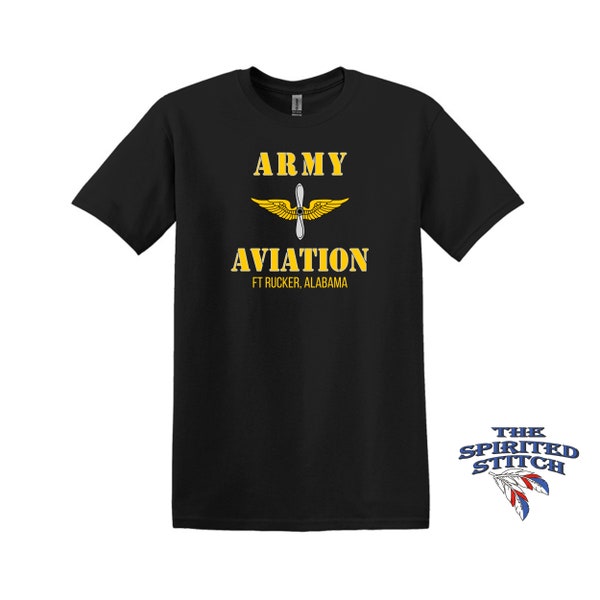 Army Aviation Ft. Rucker Black T-Shirt, Made to order, Size S - 3X