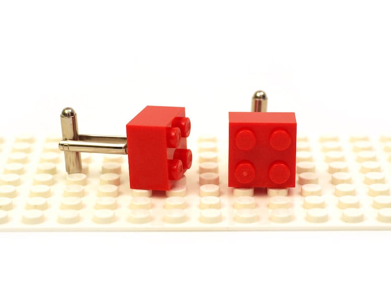 Cuff links Cufflink Wedding gift Cufflinks made with LEGO R bricks Red colour 2 x 2 brick cufflinks