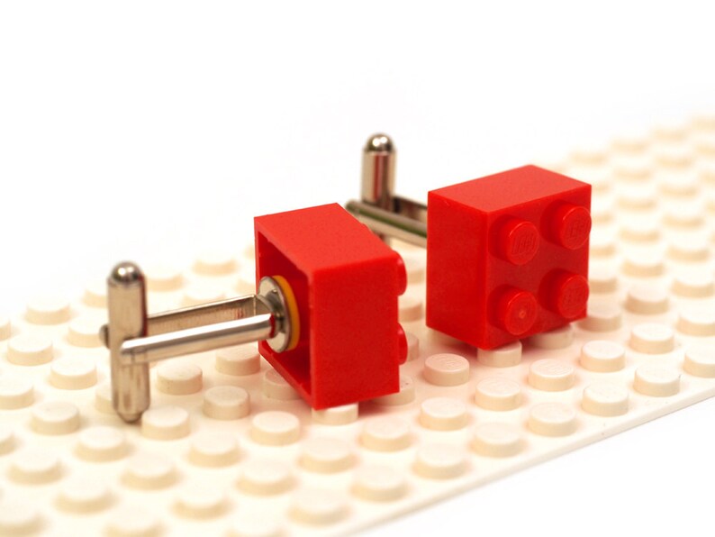 Cuff links Cufflink Wedding gift Cufflinks made with LEGO R bricks Red colour 2 x 2 brick cufflinks