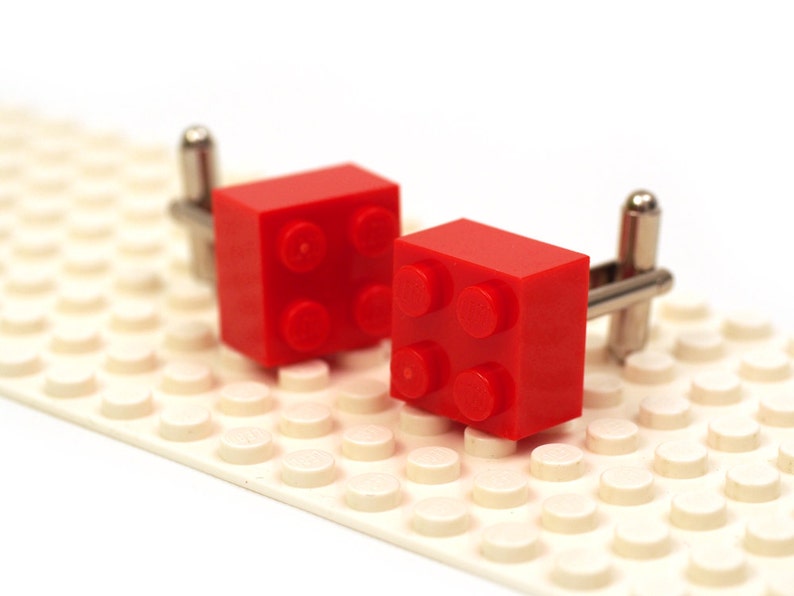 Cuff links Cufflink Wedding gift Cufflinks made with LEGO R bricks Red colour 2 x 2 brick cufflinks