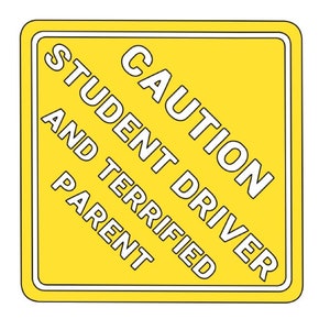 SVG - Caution Student Driver and Terrified Parent