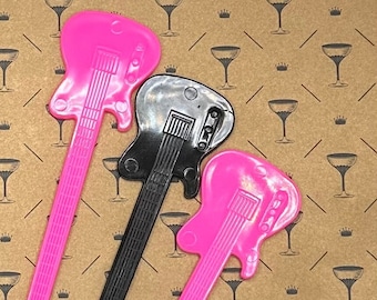 Agitateurs guitare roses, Agitateurs pour boissons, Bâtonnets à mélanger, Cadeau avec alcool, Cadeau d'anniversaire, Bar maison, Musique country western, Rock n' Roll