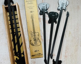 Handcrafted Wooden Box of Guitar Stir Sticks, Music Lover Keepsake Box, Alcohol Gift, Home Bar Accessory, Country and Western