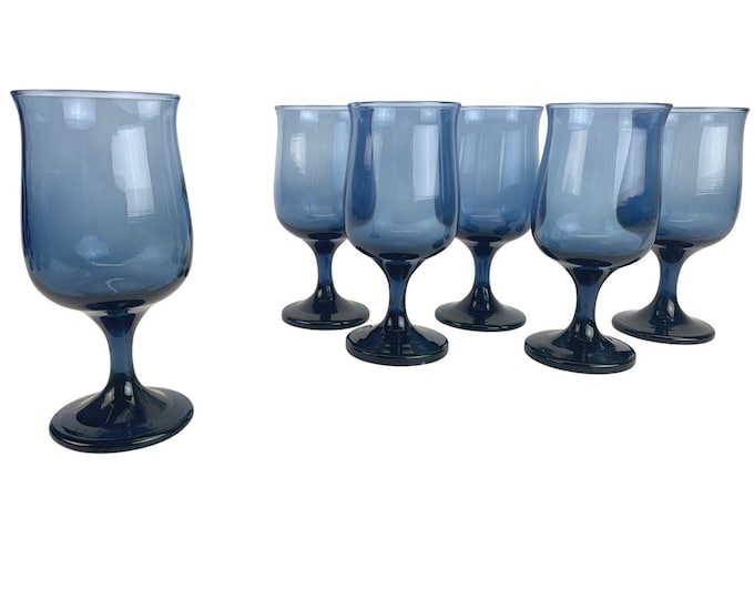 Sapphire Glass Goblets, S/6