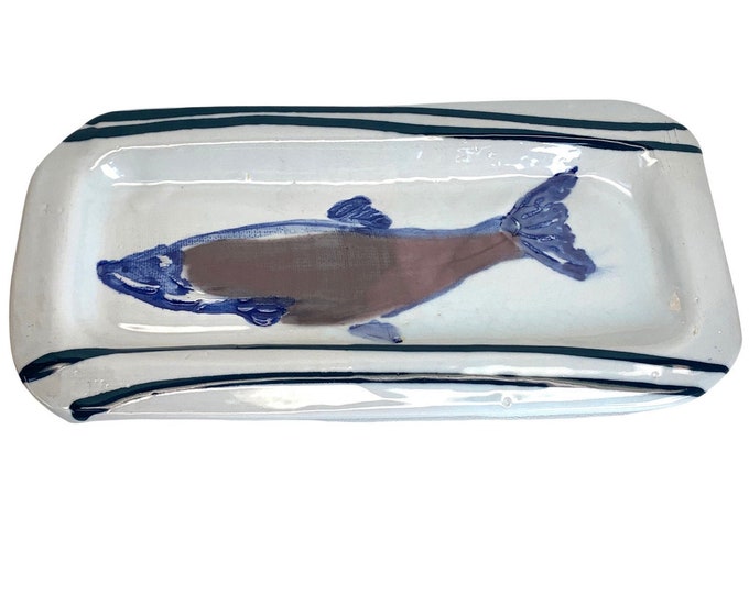 Hand-Made Stoneware Fish Platter, Signed