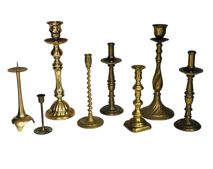 Mismatched Brass Candleholders, S/8