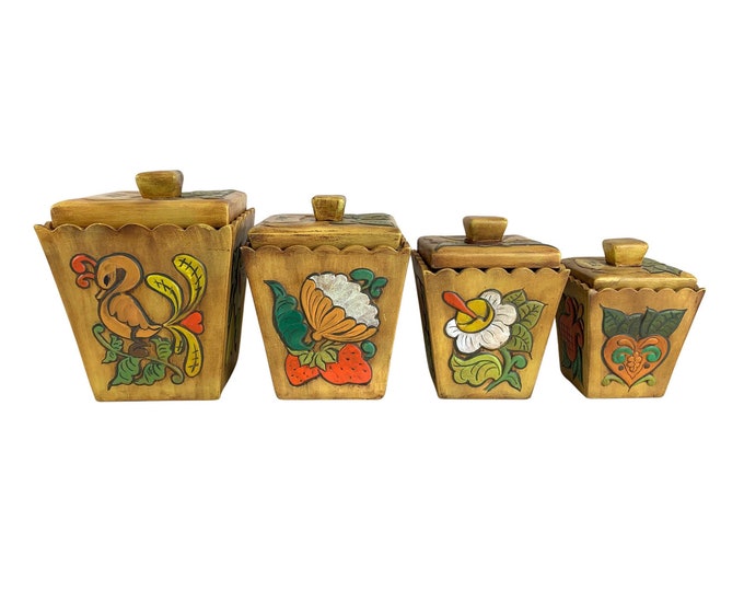 1970s Hand-Made Ceramic Canisters, S/4