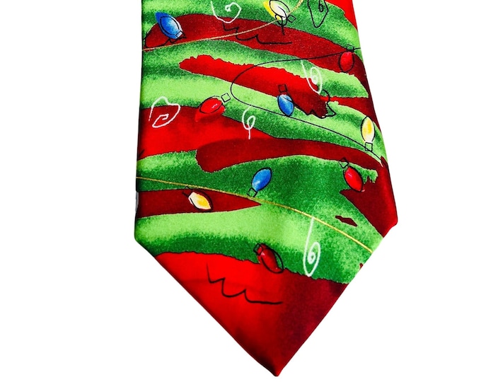 Jerry Garcia Christmas Tree & Lights Necktie - 100% Silk