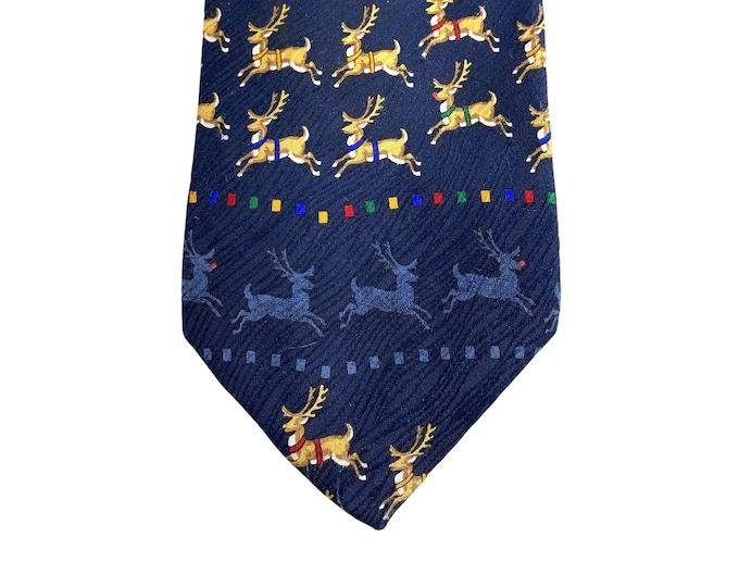 Vintage Christmas Reindeer Necktie - 100% Silk