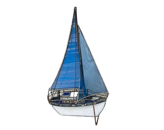Hand-Made Stained Glass Sailboat