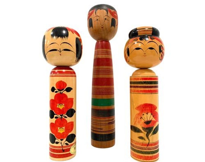 Japanese Kokeshi Dolls, Set of 3