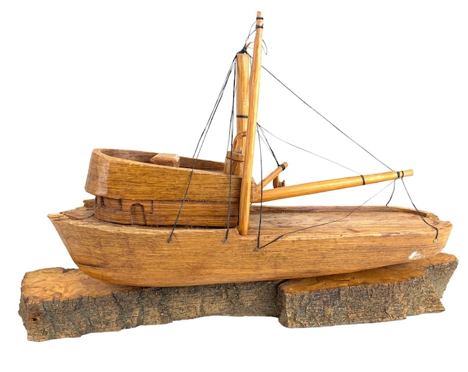 Hand Carved Fishing/Crabbing Vessel