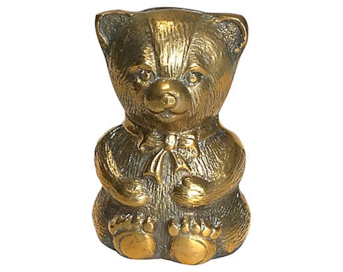 1980s Brass Teddy Bear Bank