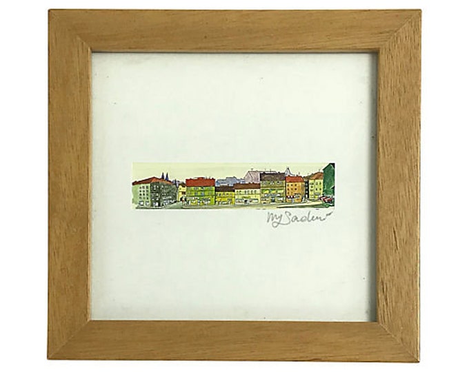 Framed Row House Print Signed by Artist