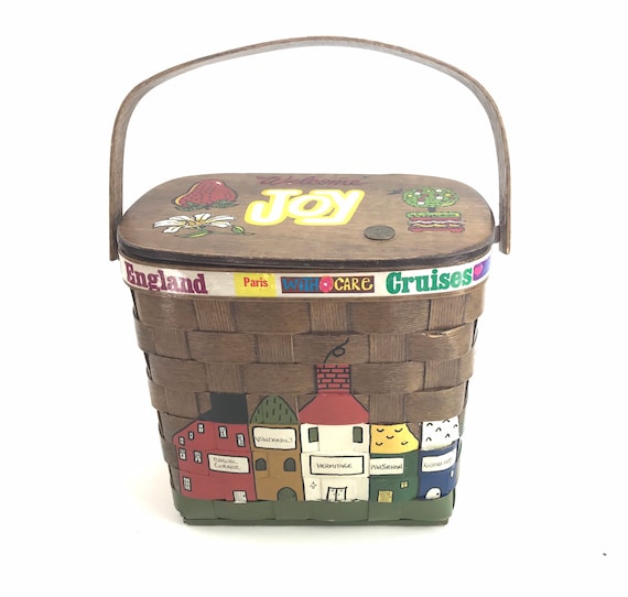 1970s Picnic Basket Handbag/Purse by Caro Nan Gem