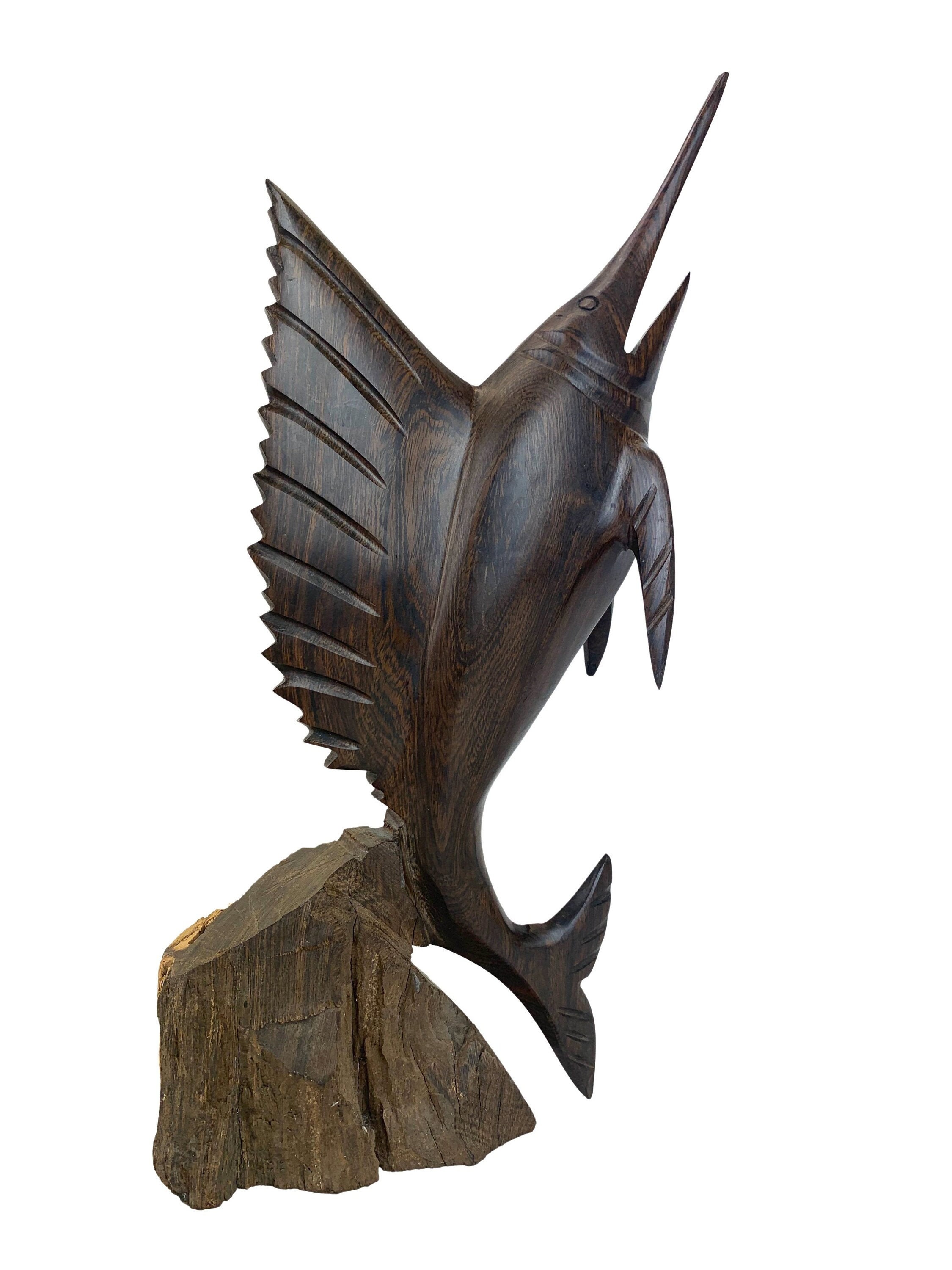 Hand-Carved Ironwood Swordfish Figurine