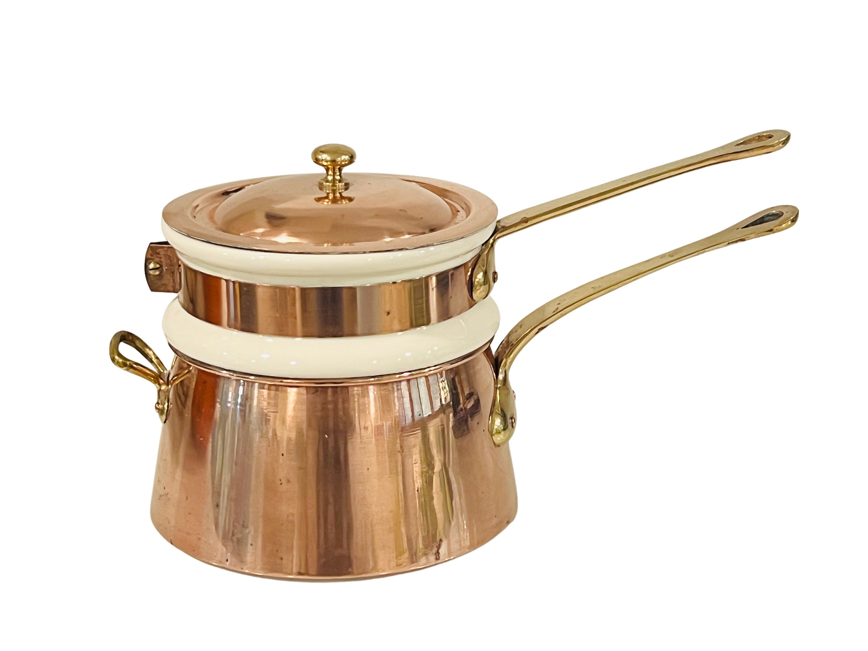 Rare Presto Pride Bakelite Handle Copper Bottom Retro Engraved Lidded  Cookware Set 1950s 