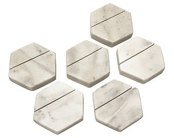 Marble Hexagonal Place Card Holders, Set of 6