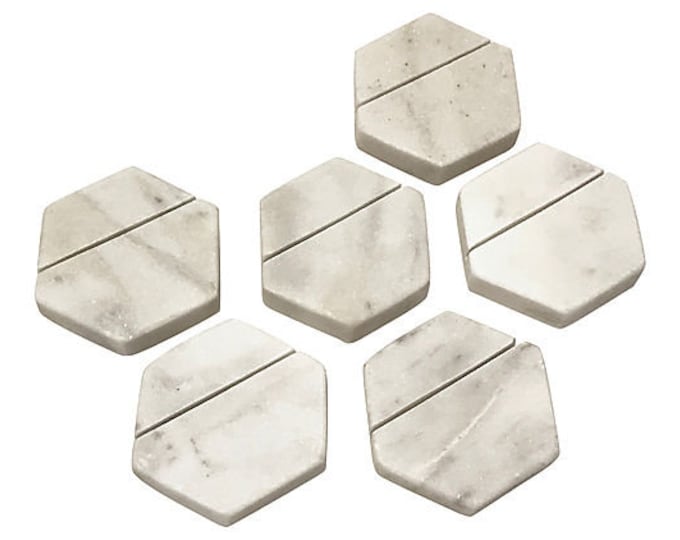 Marble Hexagonal Place Card Holders, Set of 6