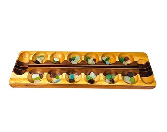 Hand-Made Inlaid Mancala Board by David Levy