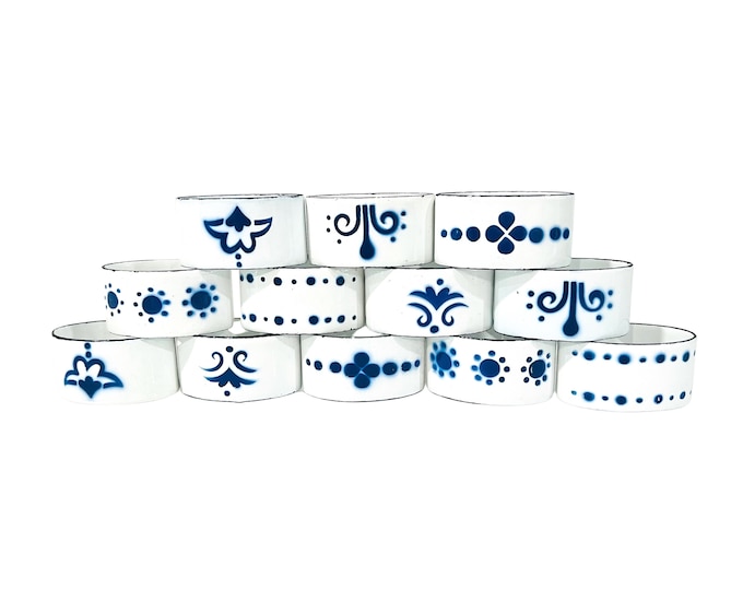 Vintage Ikea Enamelware Napkin Rings, Set of 12