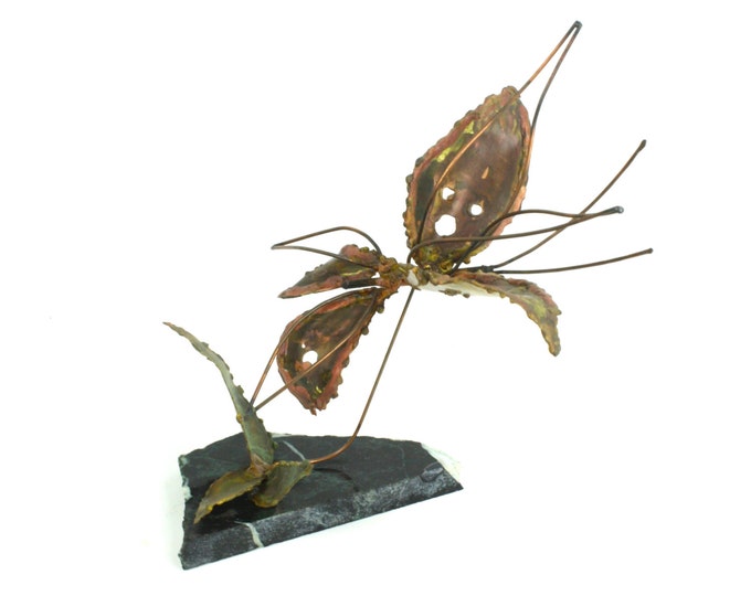 Copper Kinetic Butterfly Sculpture - Mid century Modern - Brutalist