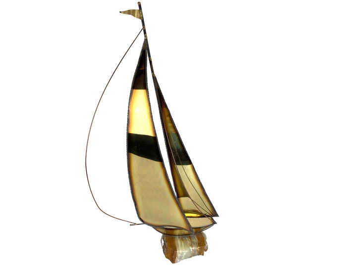 Hand-Made 21" Sailboat on Alabaster