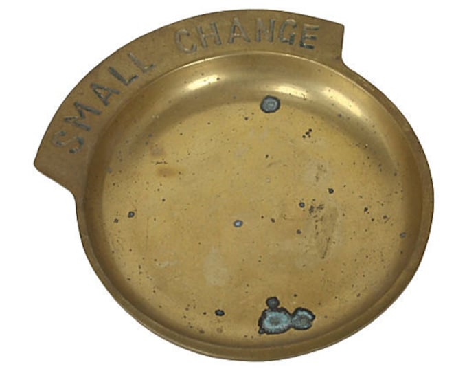 Solid Brass "Small Change" Catchall - Great Patina - Chippy!