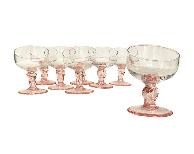 Italian Empoli Blown Glass Compotes, Set of 8