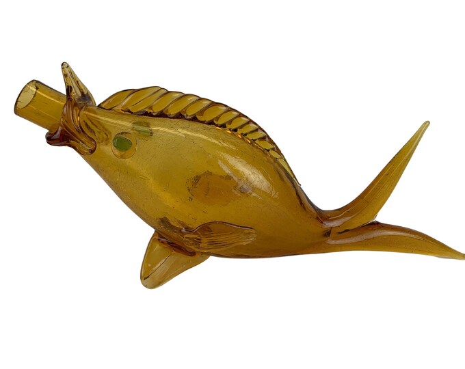 1960s Hand-Blown Crackle Glass Fish