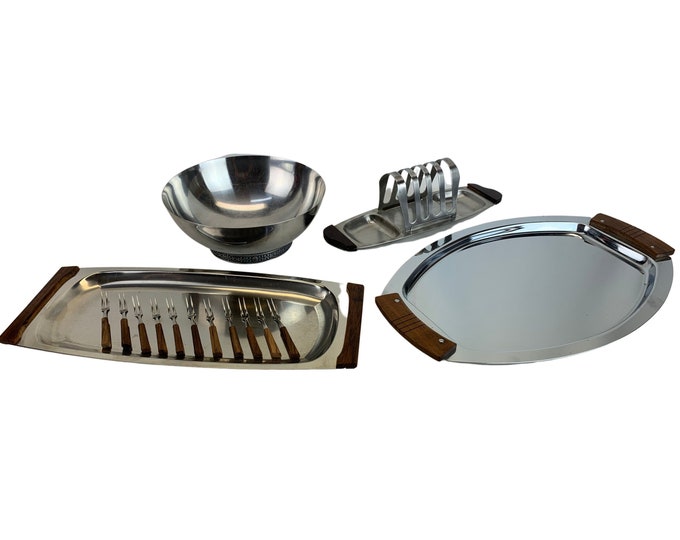 Mid-Century Modern Stainless Serving Set