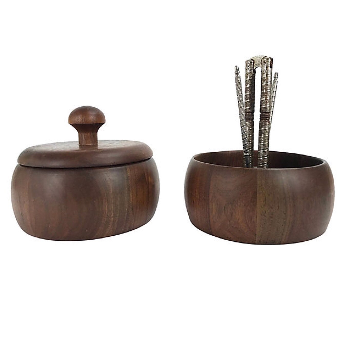 MidCentury Modern Walnut Nut Bowls