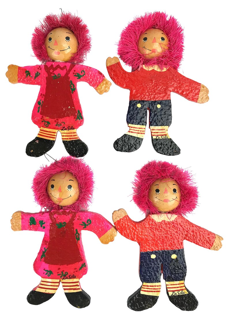 Raggedy AnnAndy Papier-M\u00e2ch\u00e9 Ornaments
