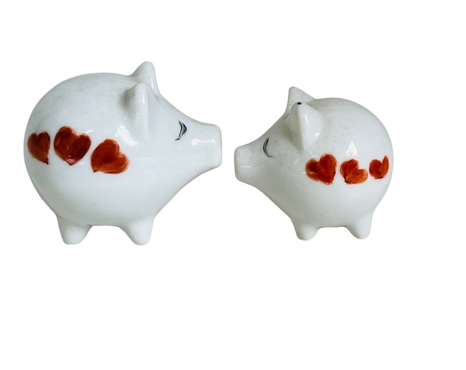 Pair of Little Porcelain Pig Salt & Pepper Shakers