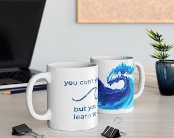 Ozeanwellen, Tassen mit Zitaten, lustige Kaffeetasse, Keramikwellendesign, Wellenmusterbecher, Sommerstrandbecher, Strandzitate, Motivationstasse
